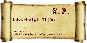Udvarhelyi Milán névjegykártya